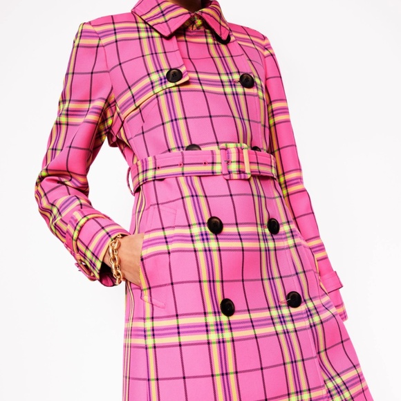 Boden Jackets & Blazers - NWT Boden Cheltenham Trench Coat bright pink plaid 8 M